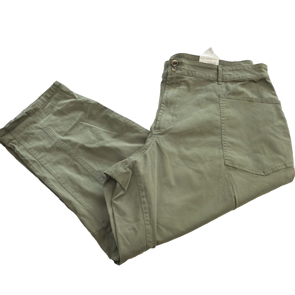 Sonoma Goods For Life Womens 22W Utility Pants Olive Green Mid Rise Straight Leg - Picture 2 of 11